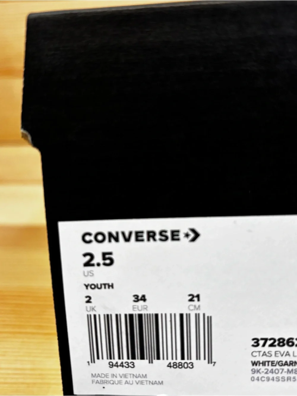 Converse Canvas All‎ Star CTAS EVA Lift OX Low Top White  Kids  Sz 2.5 Youth